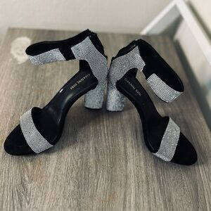 Gianni Bini Black and Silver Strappy Heels